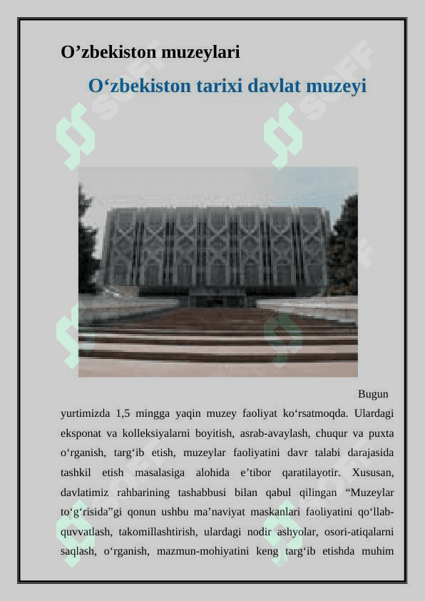 O’zbekiston muzeylari 3