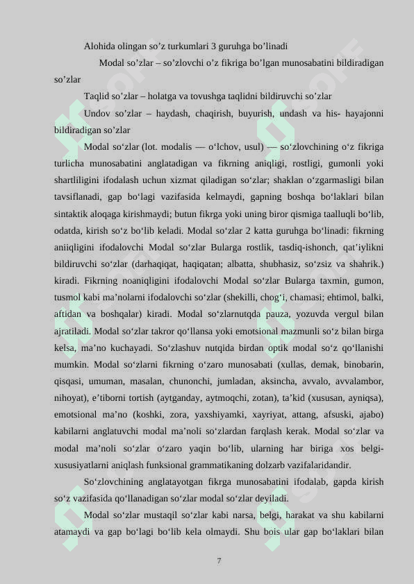 Taqlid soʻzlarning morfologik belgi xususiyatlar 7