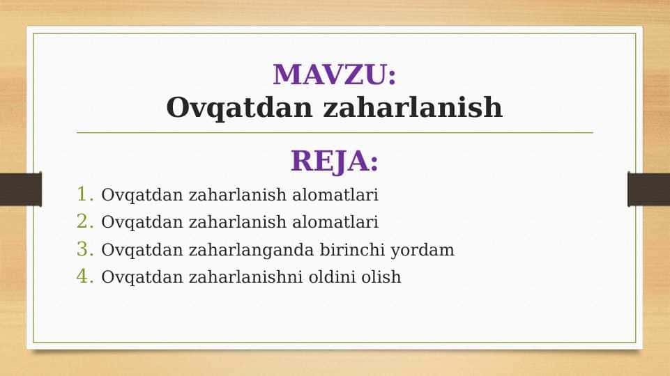 Ovqatdan zaharlanish