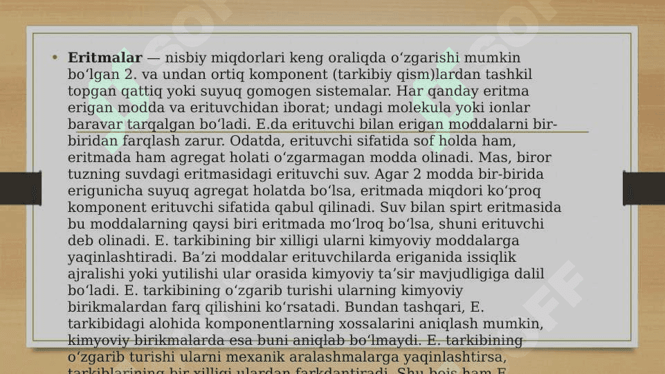 Eritmalar xossalari nazariy asoslari 2
