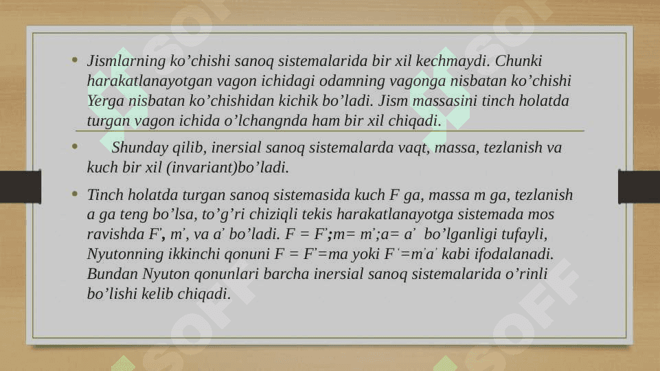 Noinersial sanoq tizimlari 6