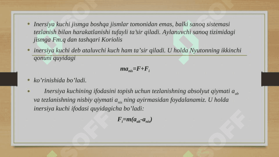 Noinersial sanoq tizimlari 8