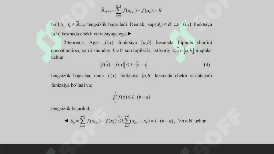 Chekli variatsiali uzliksiz funksiyalar. Jordan teoremasi 8