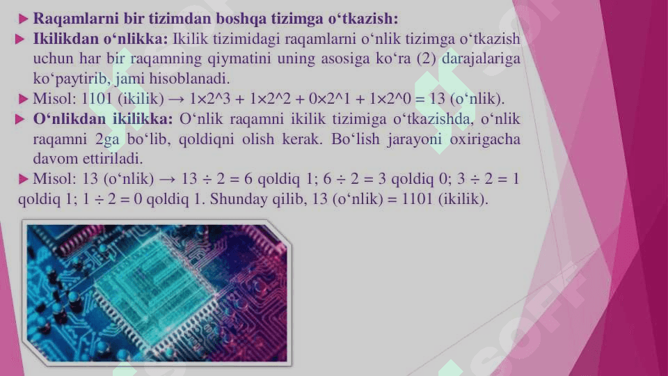 MA'LUMOTLARNI KODLASHTIRISH 8