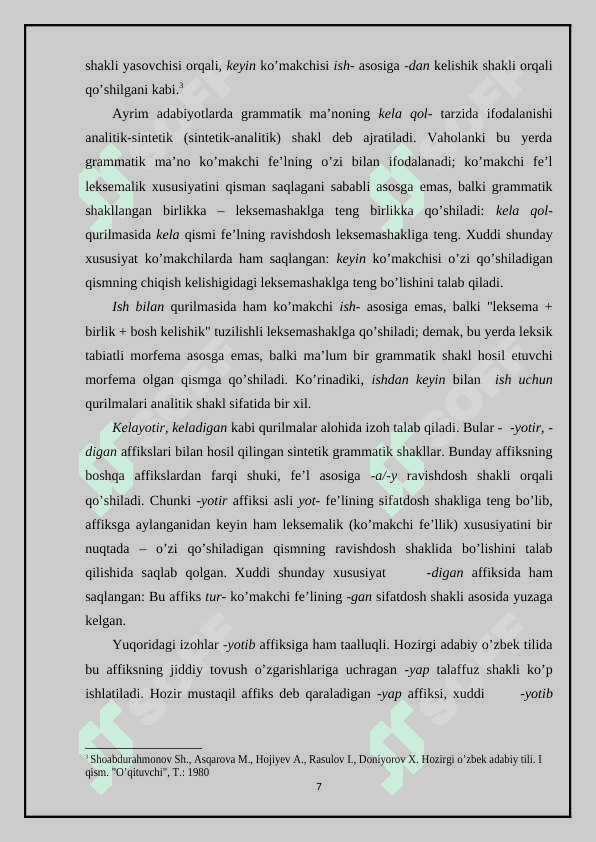 O’zbek tilshunosligida morfema va qo’shimcha munosabati 7