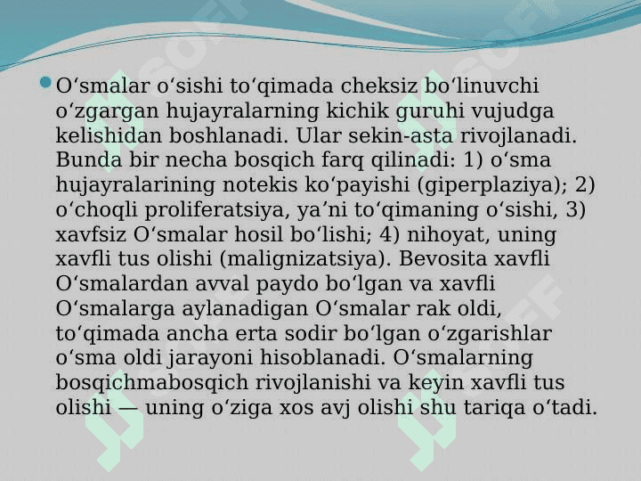 O’sma kasalliklari 5
