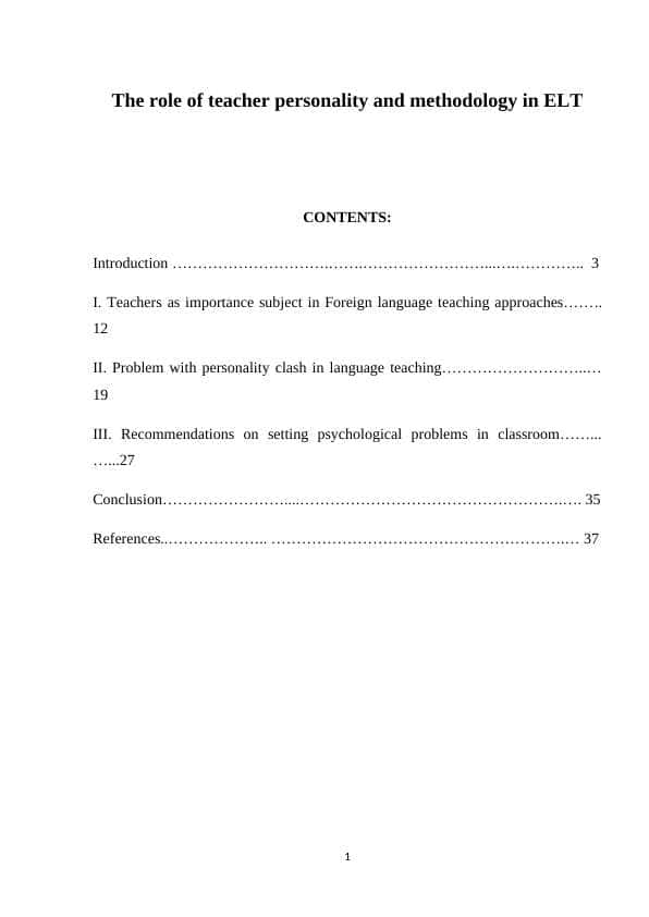 The role of teacher personality and methodology in ELT