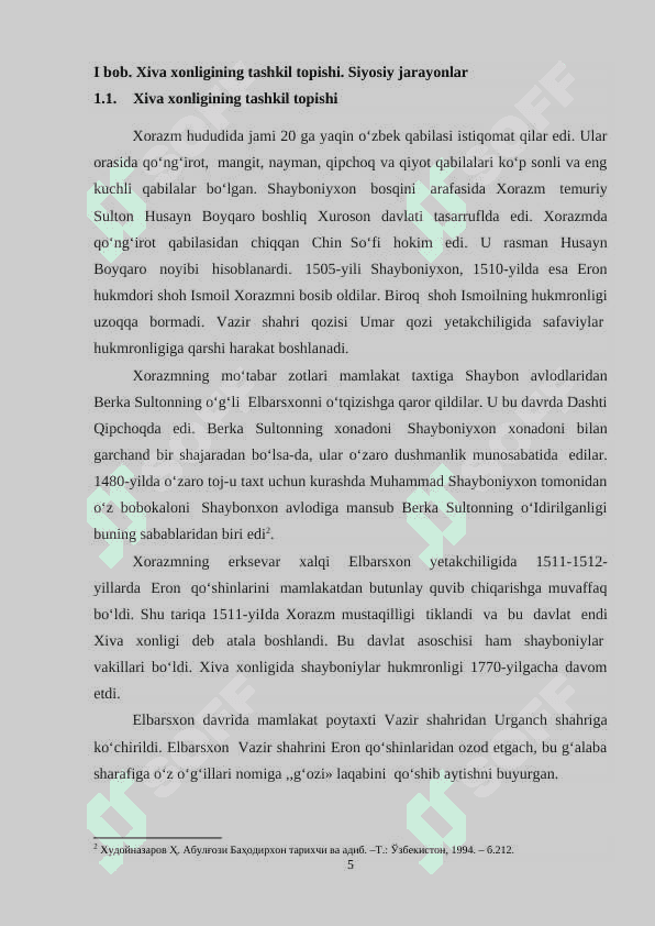 Xiva xonligining tashkil topishi 5