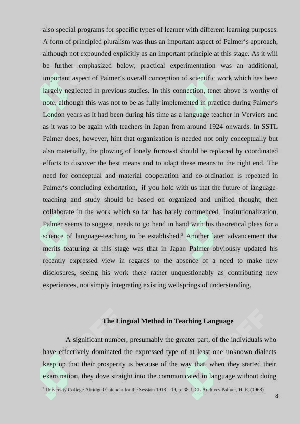Harold Palmer`s method: Experiences and effects 8