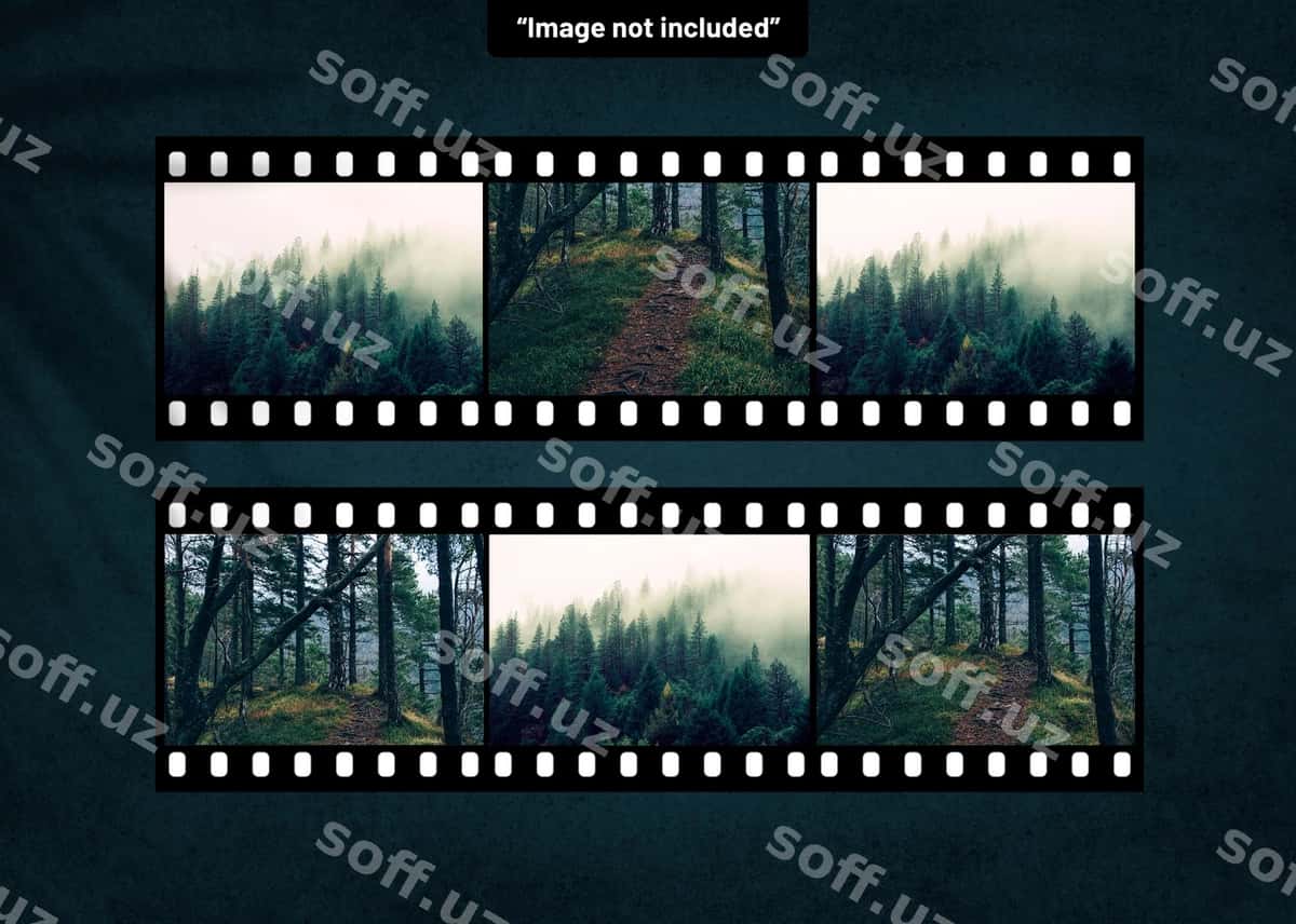 Film lentasi PSD mockup tahrir qilish mumkin shablon | Film strip psd mockup editable template 1