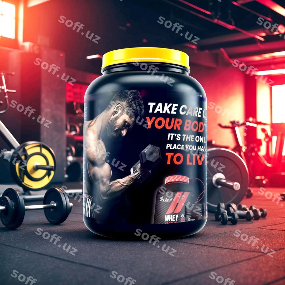 Fitness supplementi flakoni mockup dizayni | Fitness supplement bottle mockup design 1
