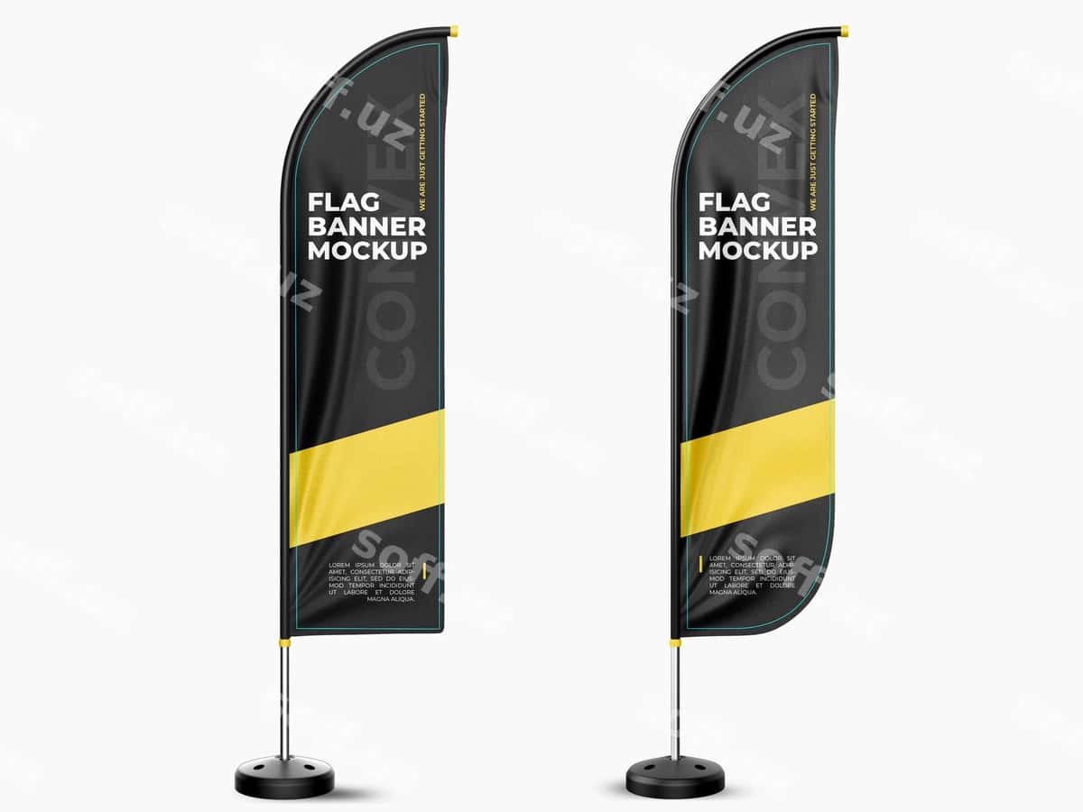 Bayroq banneri maketi | Flag banner mockup 1
