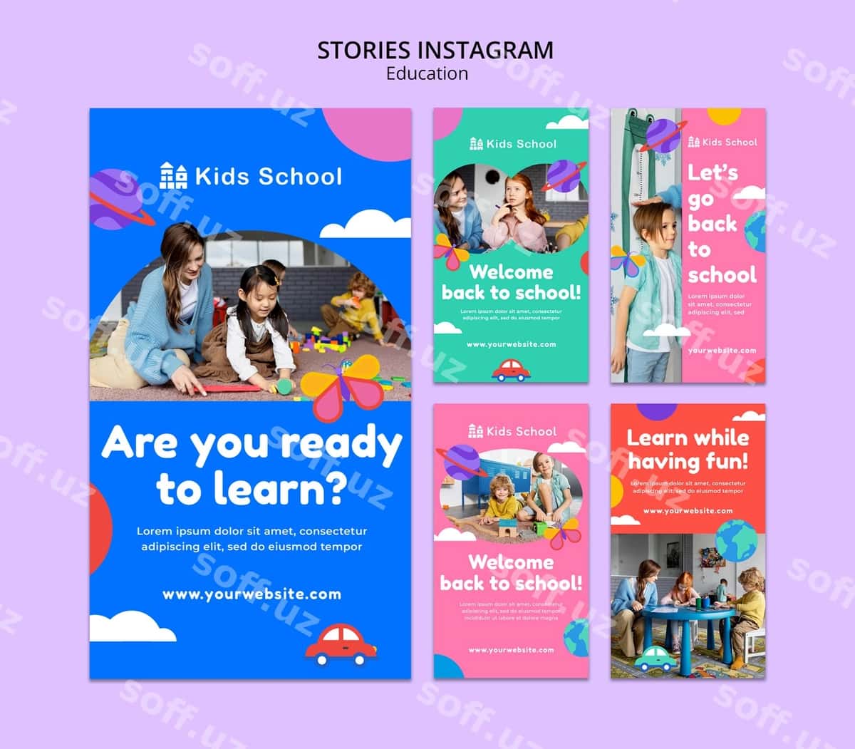 Tekis dizayn ta'lim shabloni | Flat design education template 1