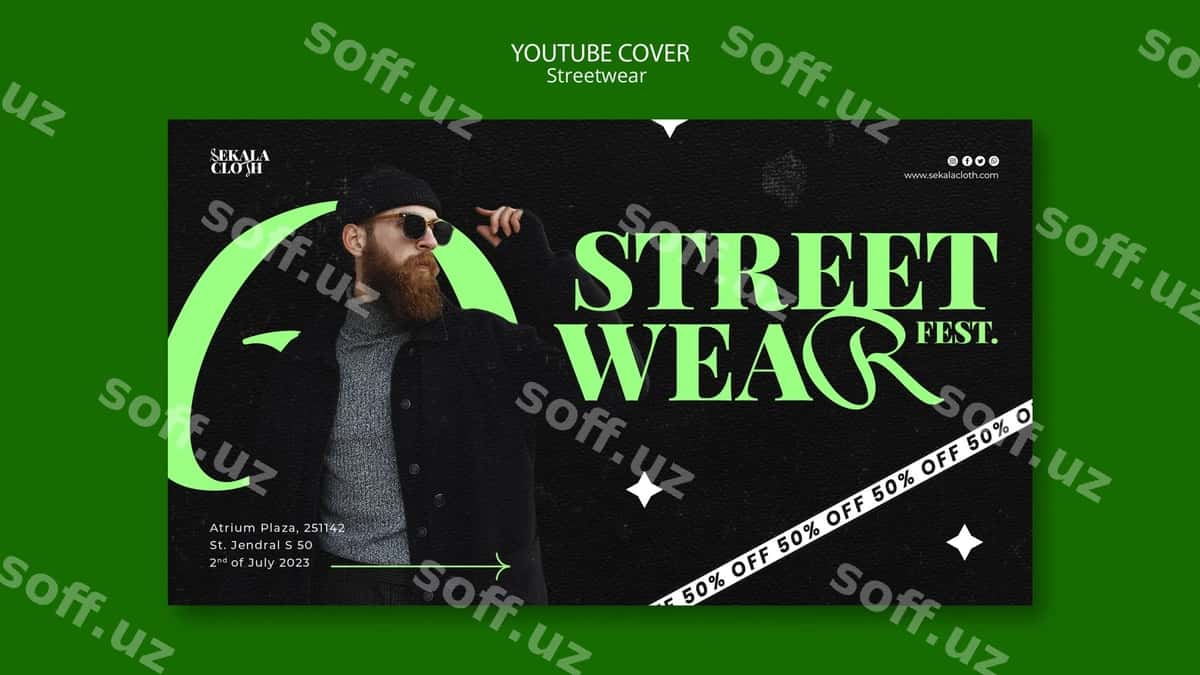 Tekis dizayn streetwear Youtube cover | Flat design streetwear youtube cover 1