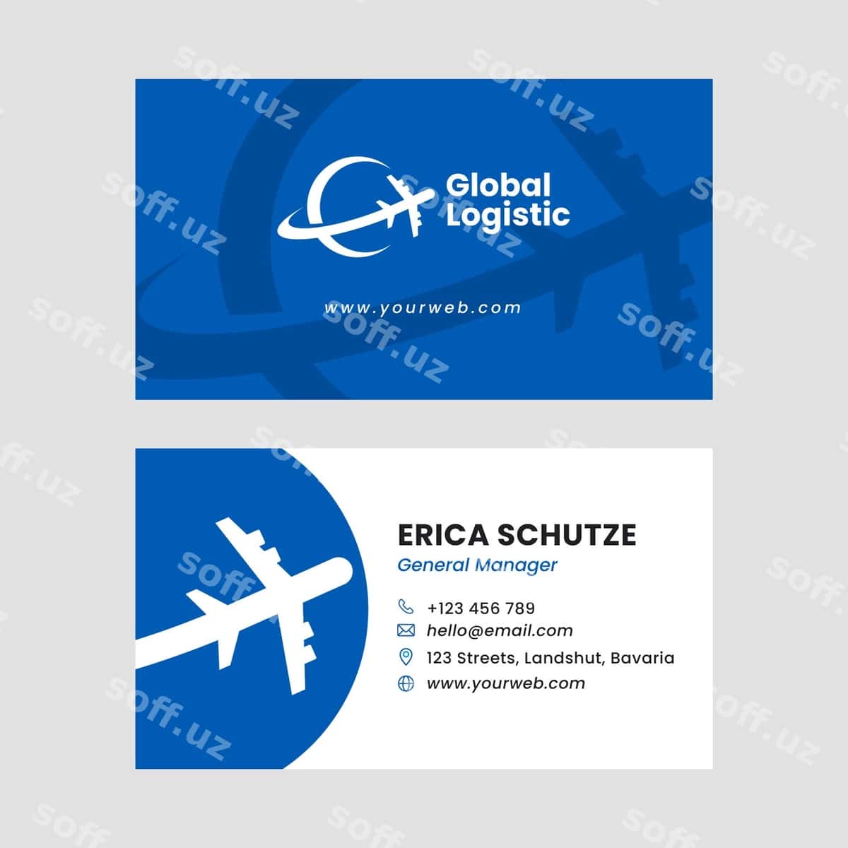 Tekis dizayn transport biznes karta | Flat design transport business card 1