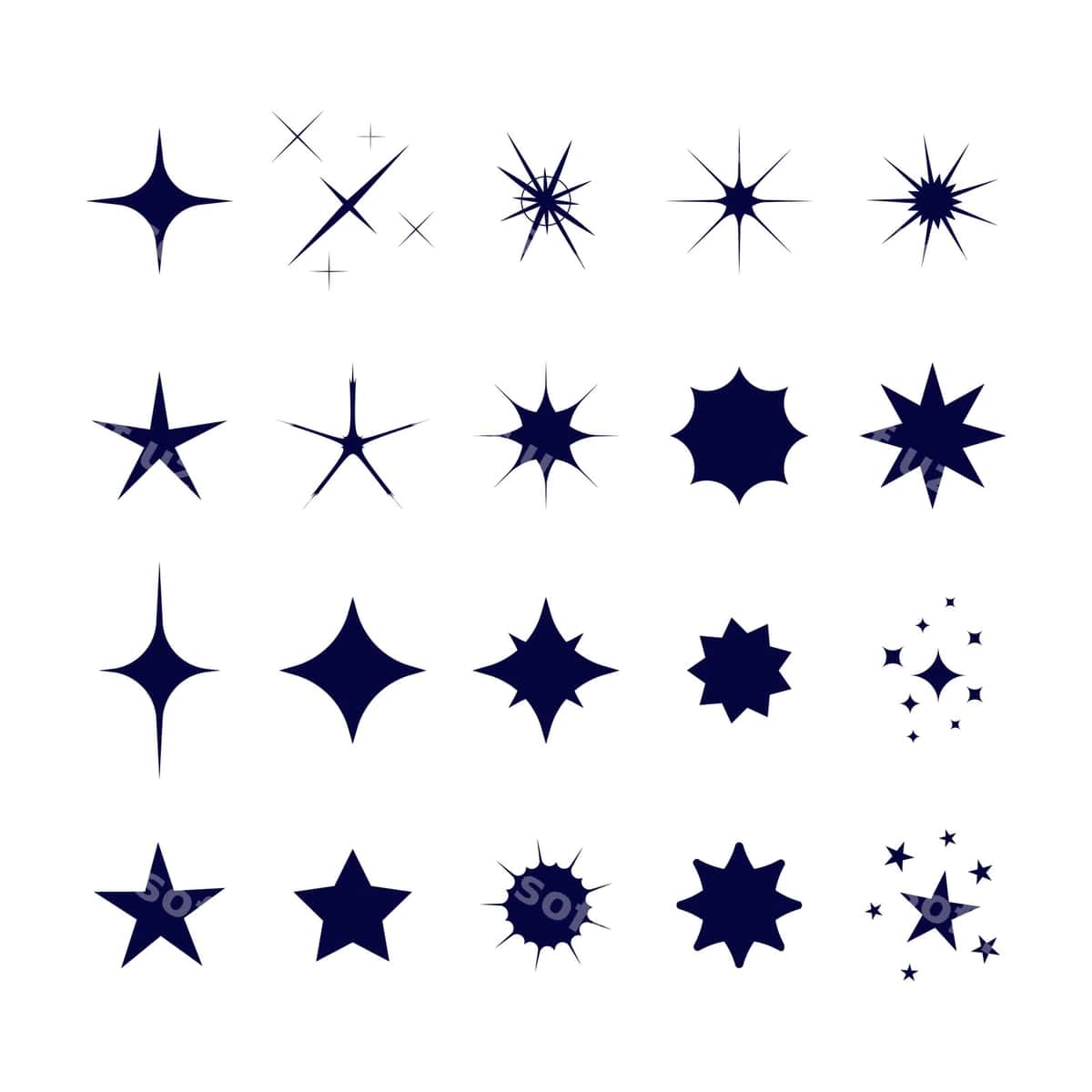 Tekis pufak yulduzlar to'plami | Flat sparklings star collection 1