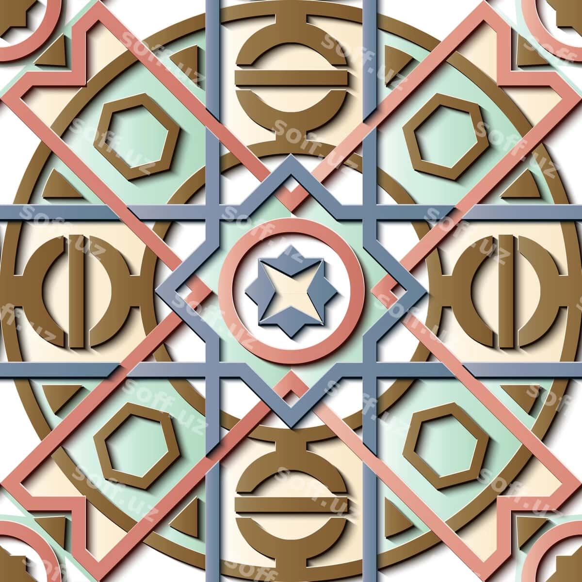 Gulli dekorativ uzilsiz naqsh | Floral ornamental seamless pattern 1