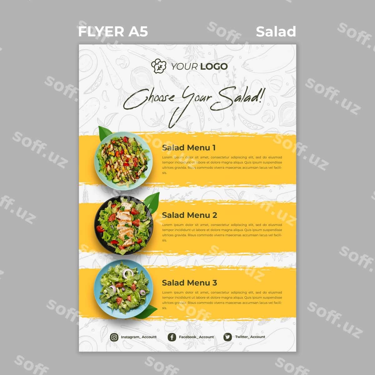 Flyer shabloni sog‘lom salat tushlik | Flyer template healthy salad lunch 1