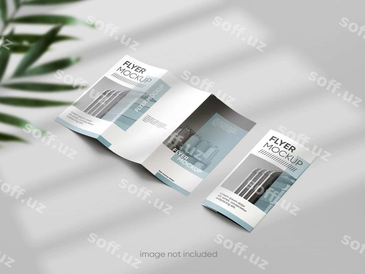 Soya effekti bilan katlamali broshyura maketi | Fold brochure mockup with shadow effect 1