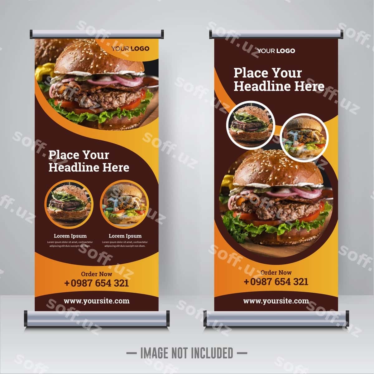 Ovqat restorani aylanma baner shabloni | Food restaurant roll up banner template 1
