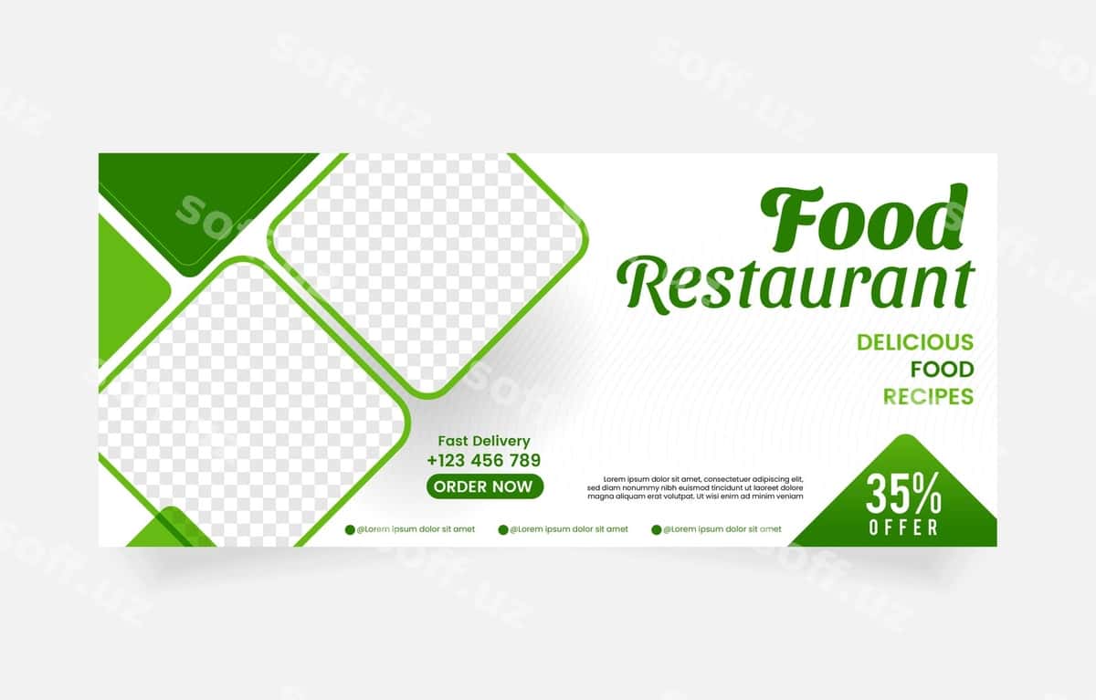 Oziq ovqat restorani uchun shablon dizayni | Food restaurant template design 1