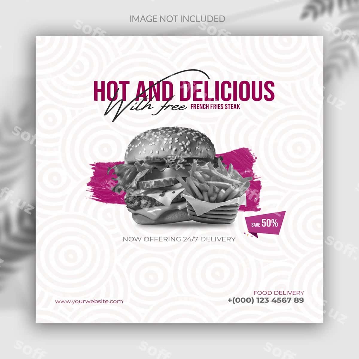 Ovqat ijtimoiy media banner post shabloni | Food social media banner post template 1