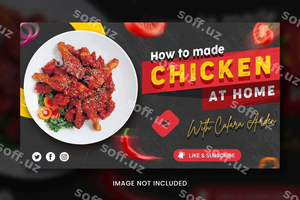 Ovqat Youtube miniatyura shabloni | Food youtube thumbnail template 1