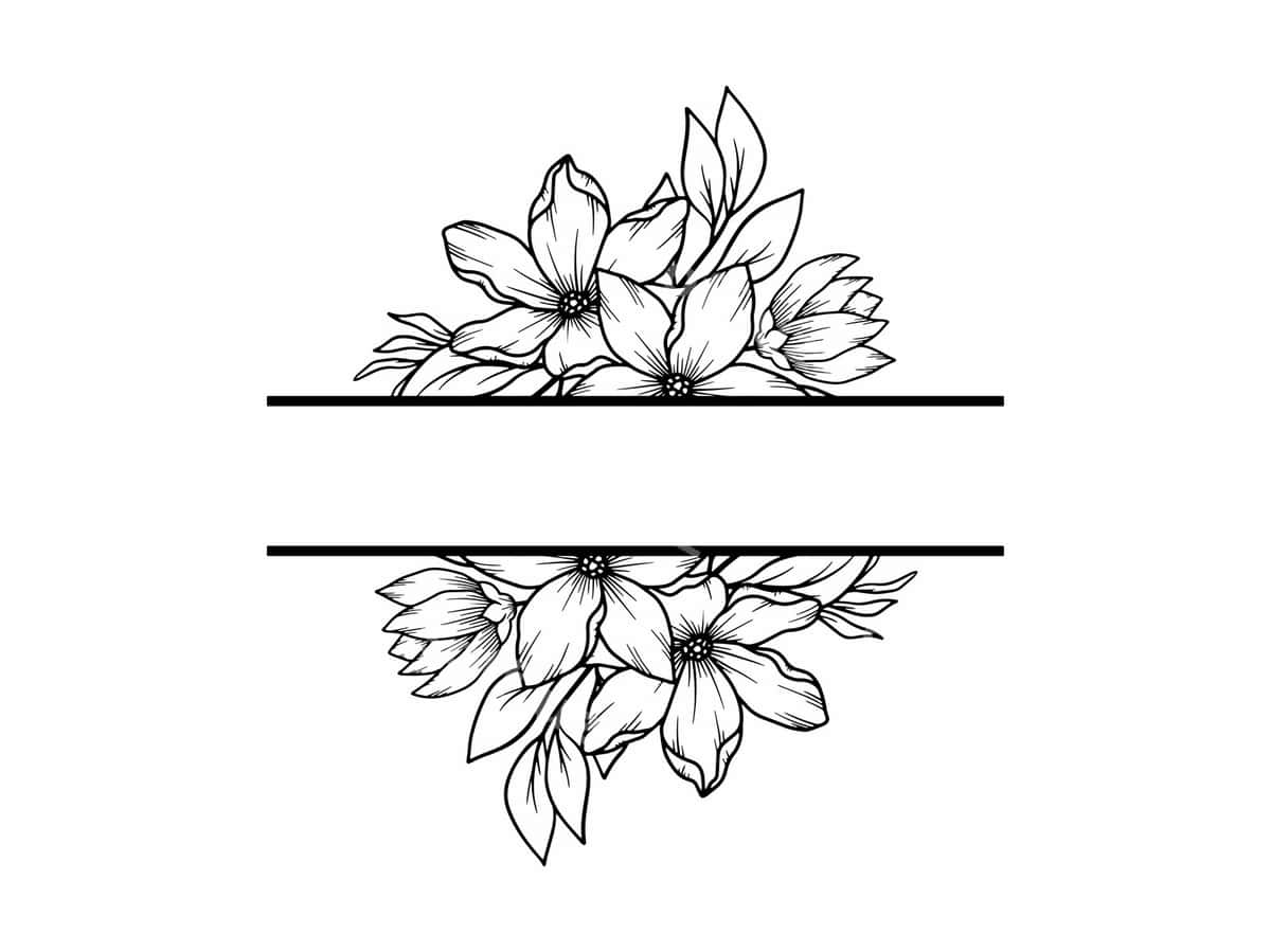 Ramka gul chizma chiziq san'ati | Frame flower sketch line art 1