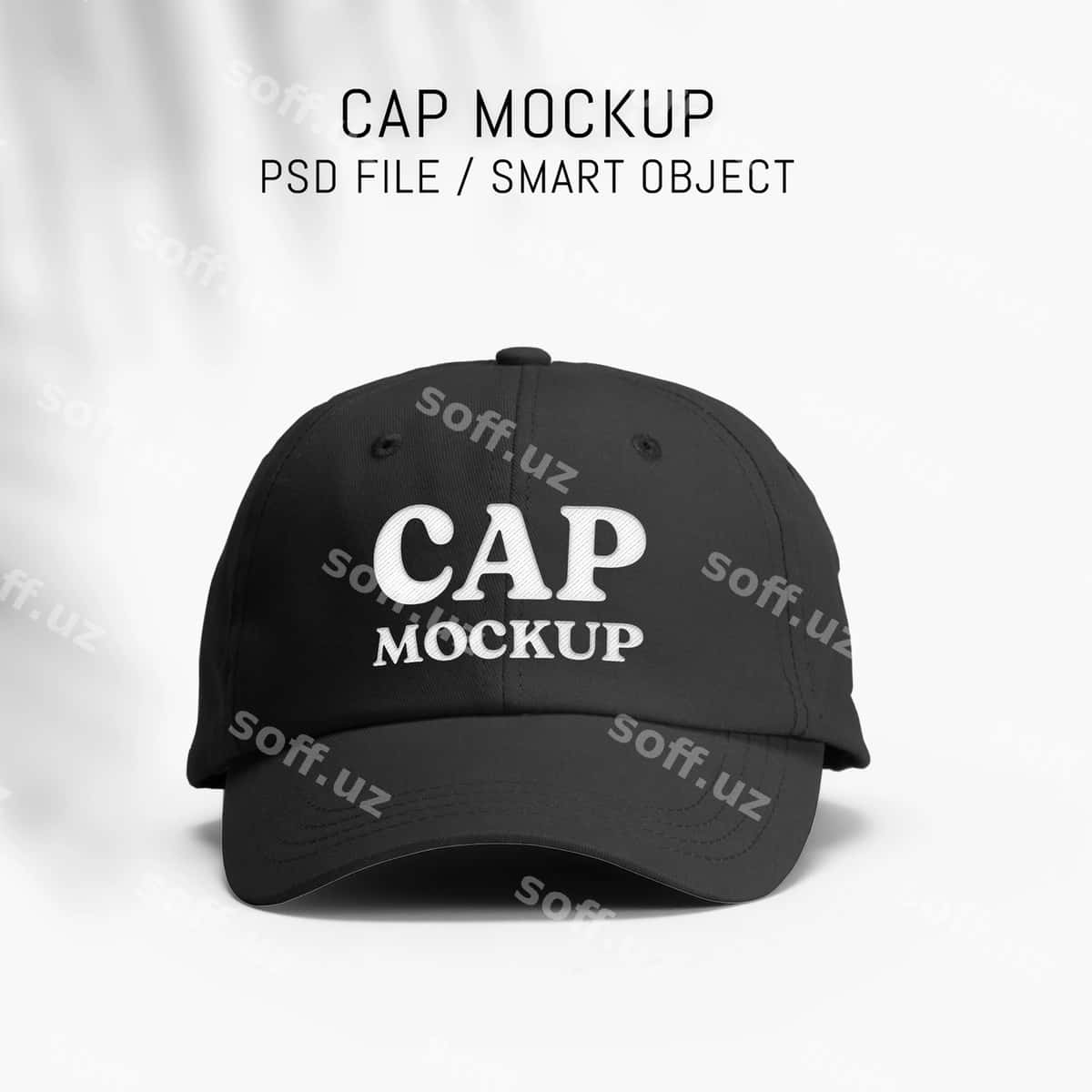 Bepul PSD qora bosh kiyim namunasi | Free psd black cap mockup 1