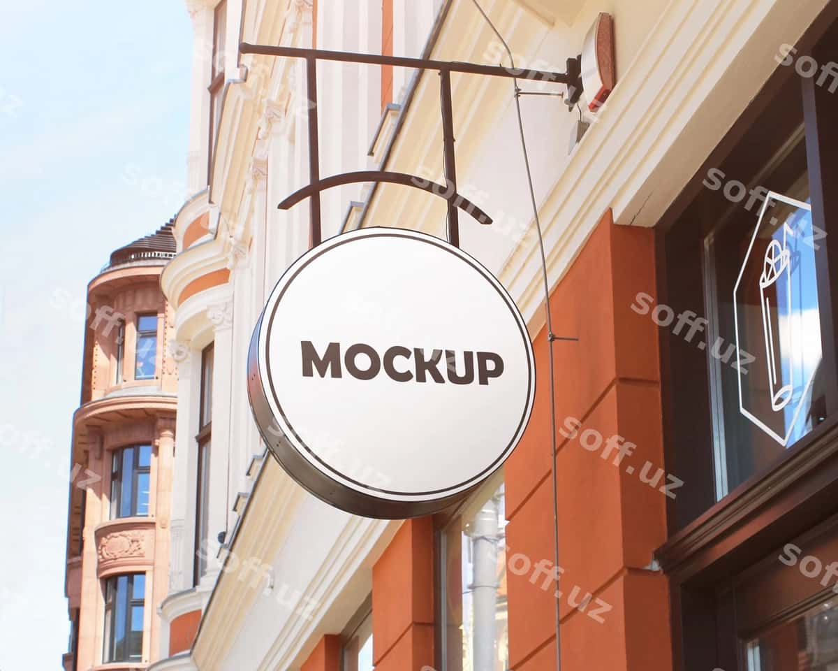Bepul psd mockup belgi do'koni nomlangan mockup | Free psd mockup sign store called mockup 1