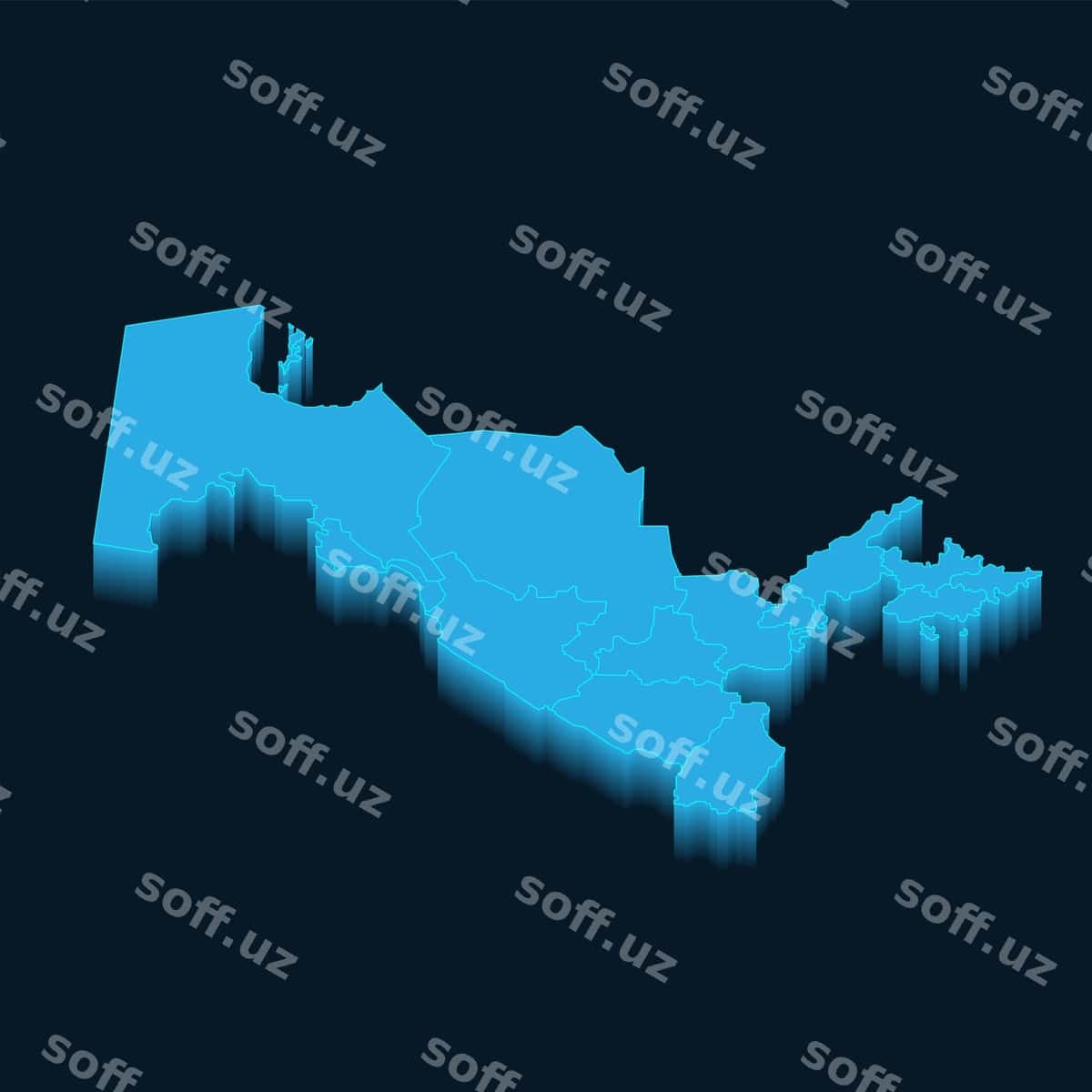 Bepul vektor O'zbekiston davlat xaritasi | Free vector uzbekistan country map 1