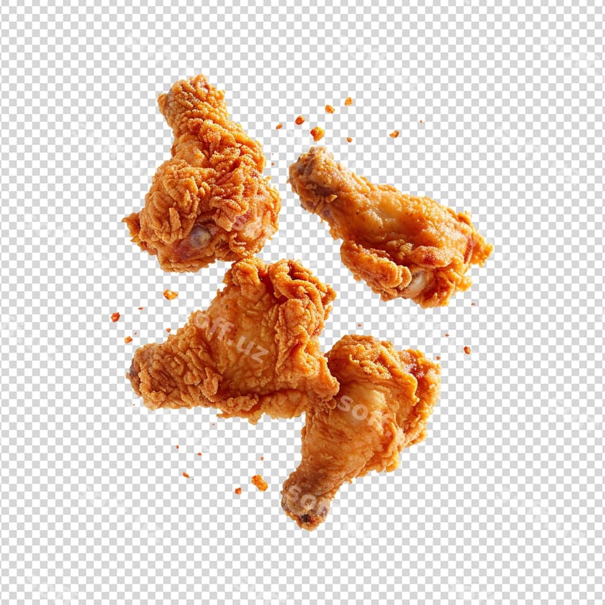 Qovurilgan tovuq nuggetlari bilan maydalangan | Fried chicken nuggets with crumbs falling 1
