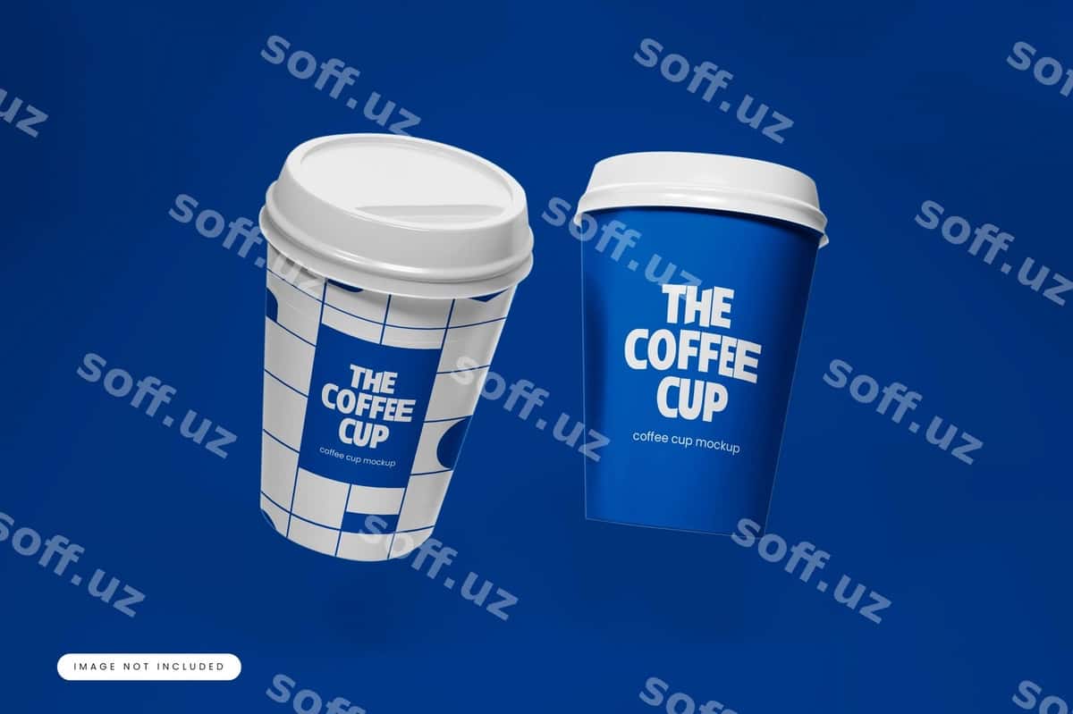 Old ko'rinishdagi kofe qog'ozi krujkasining maketi | Front view coffee paper cup mockup 1