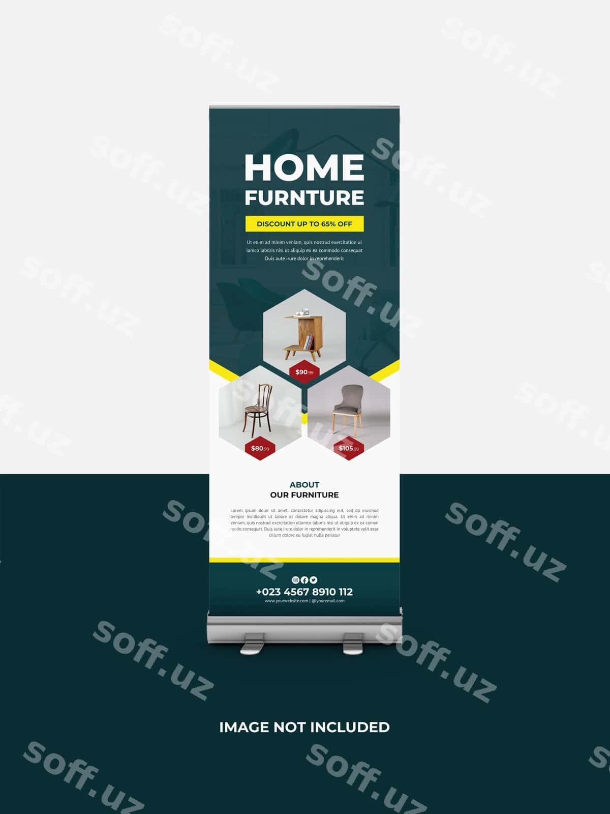 Mebel aylanma banner shablon dizayni | Furniture roll up banner template design 1