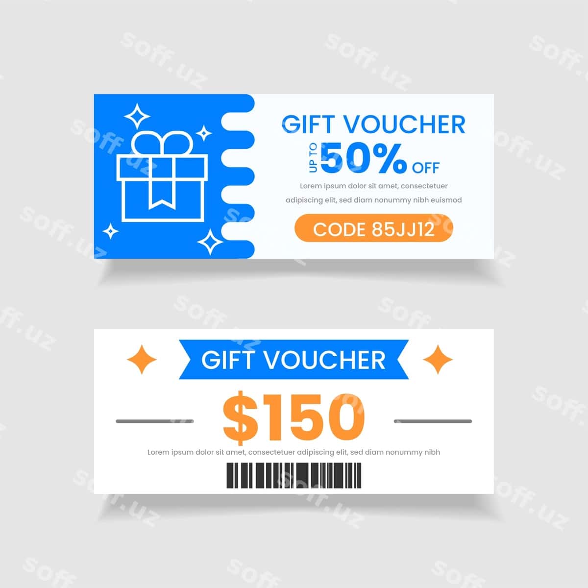 So'mvaucher kuponi shabloni | Gift voucher coupon template 1