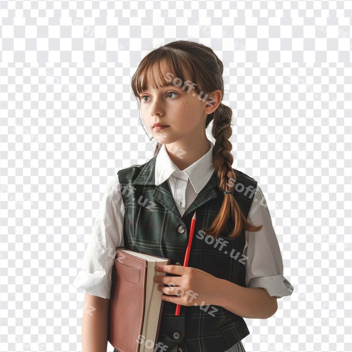 “Maktab” degan kitob tutgan qiz | Girl with book that says school 1