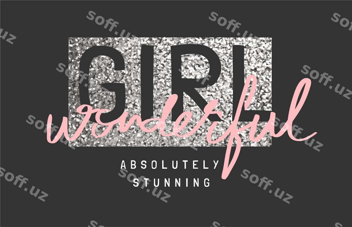 Qiz ajoyib slovan kumush parlavoq | Girl wonderful slogan silver glitter 1