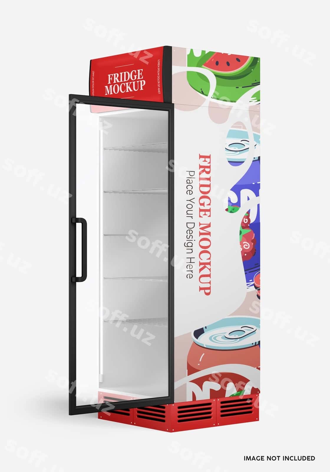 Shisha eshikli holtzozma mockup | Glass door fridge mockup 1