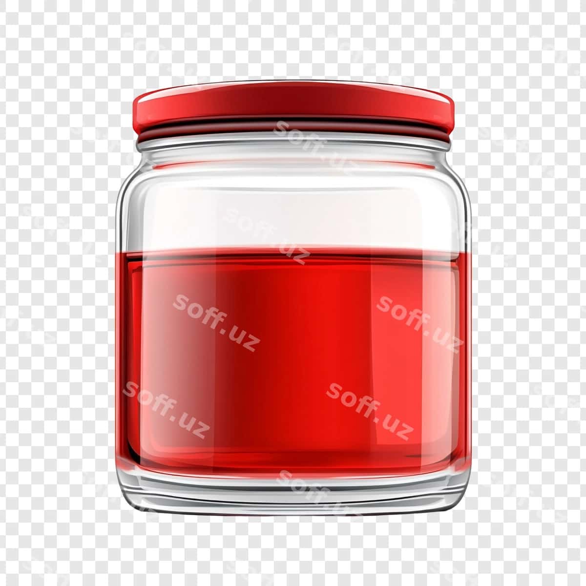 Qizil suv bilan shisha banka | Glass jar with red liquid 1