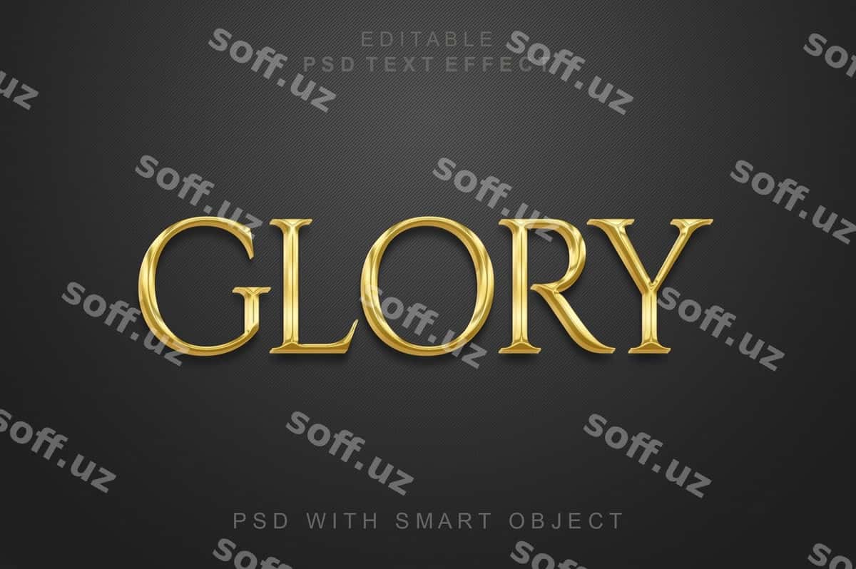 Shonа 3d matn stil effekti | Glory 3d text style effect 1