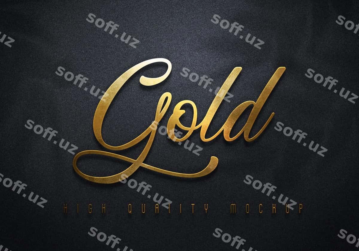 Oltin harflar qorong'i tekstura namunasi | Gold lettering dark texture mockup 1