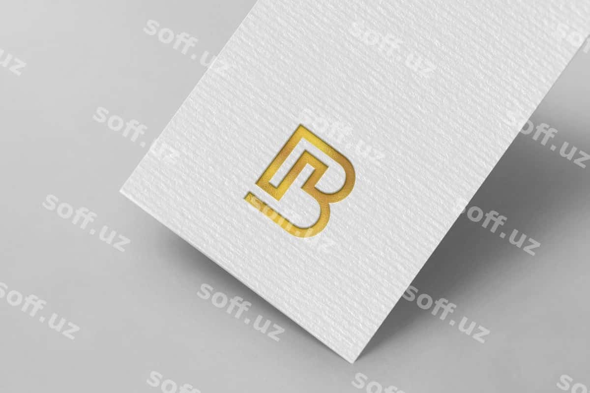 Oltin logotip mockup qora varaq | Gold logo mockup white paper 1