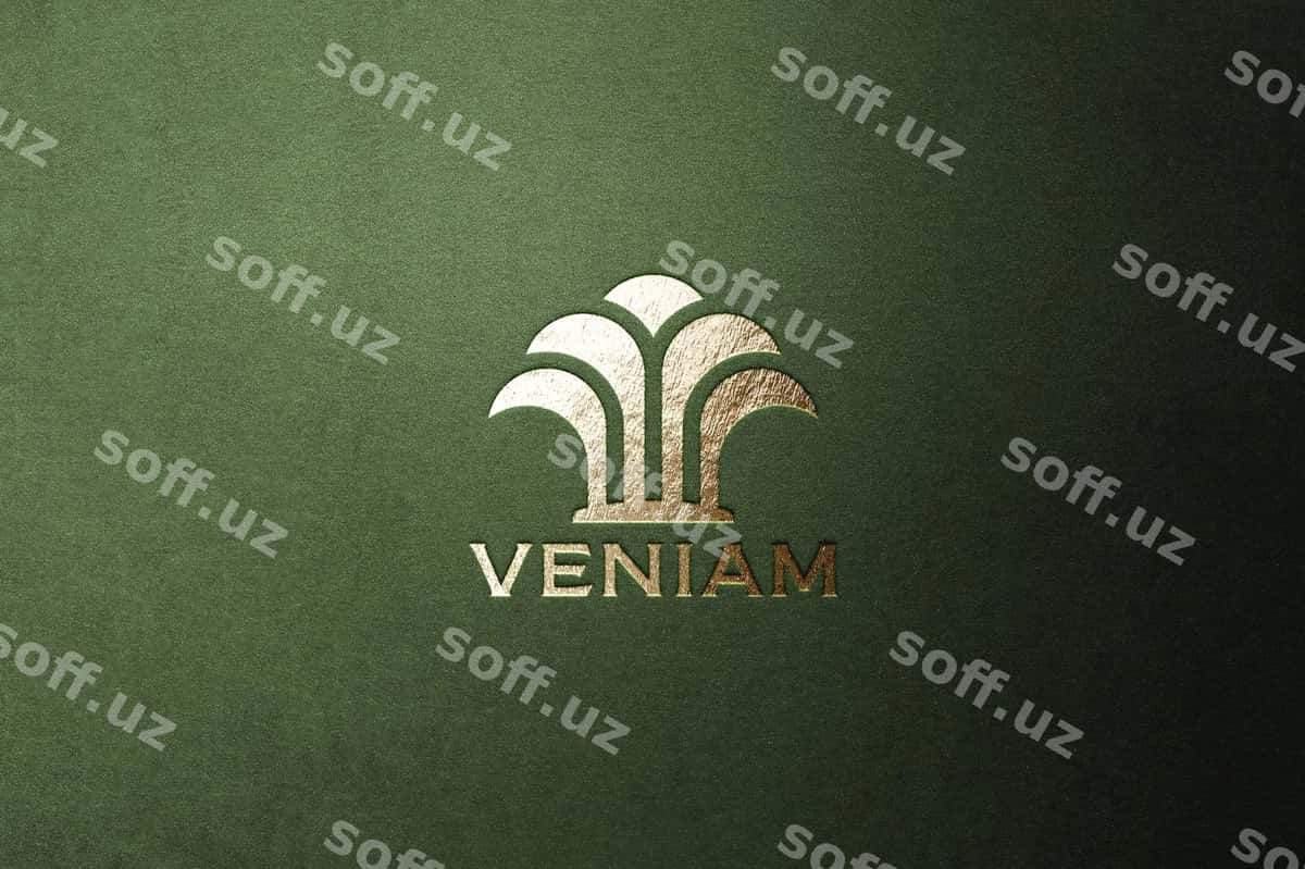 Oltin logotipi namunasi yashil orqa fonda | Gold logo mockup with green background 1