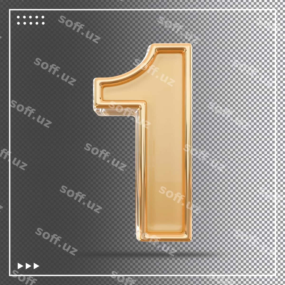 Oltin 1 raqam 3D | Gold number 1 3d 1