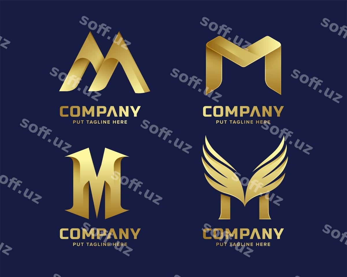 Oltin M harfi logo to'plami | Golden inital letter m logo collection 1