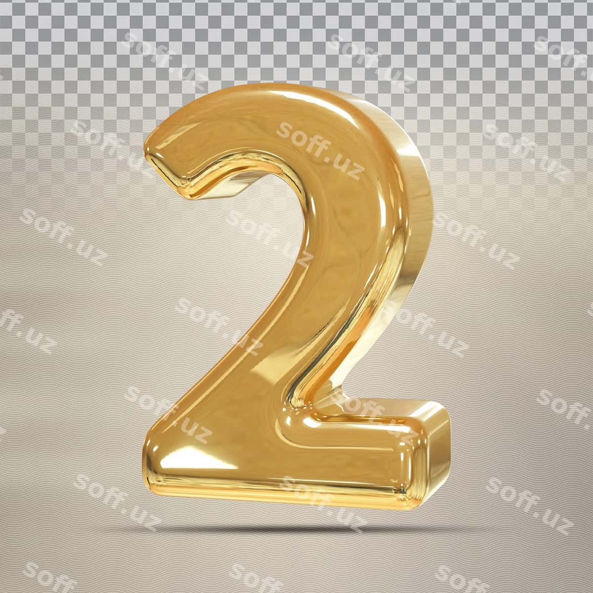 Oltin raqam 2 3D render hashamat | Golden number 2 3d render luxury 1