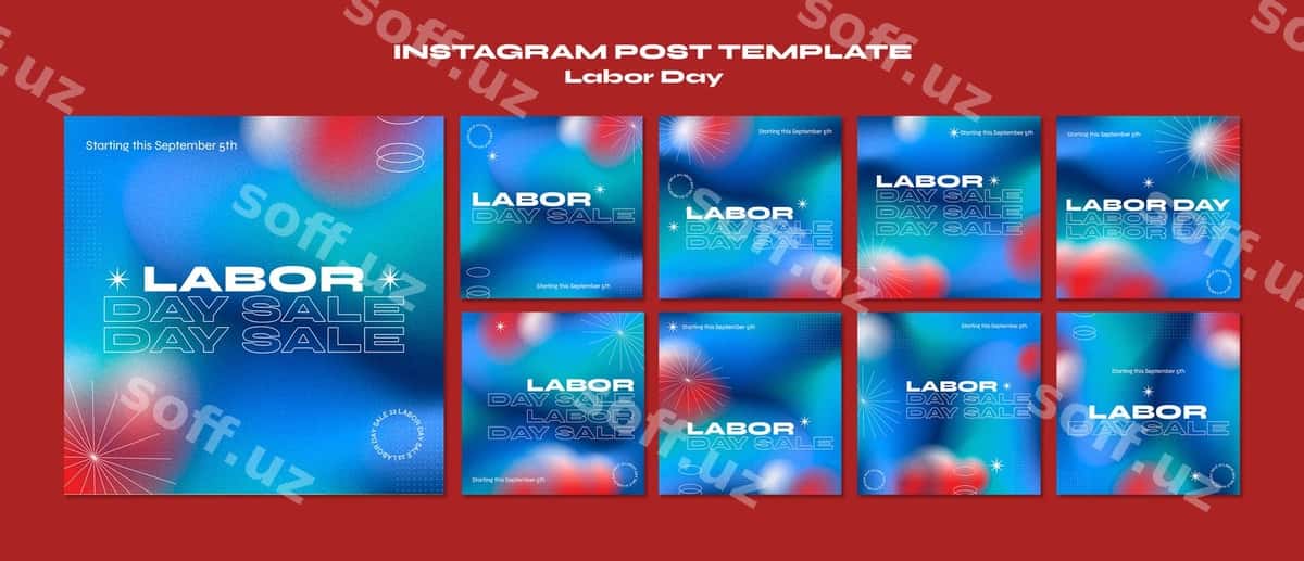 Gradient mehnat kun dizayn shabloni | Gradient labor day design template 1