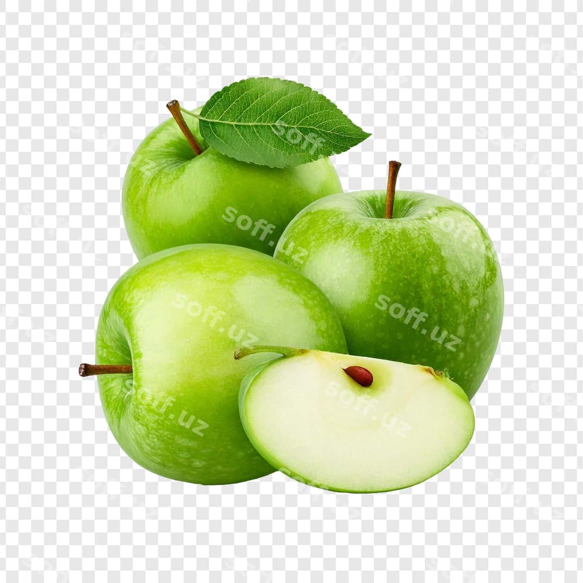 Yashil olmalar shaffof orqa fonda | Green apples transparent background 1