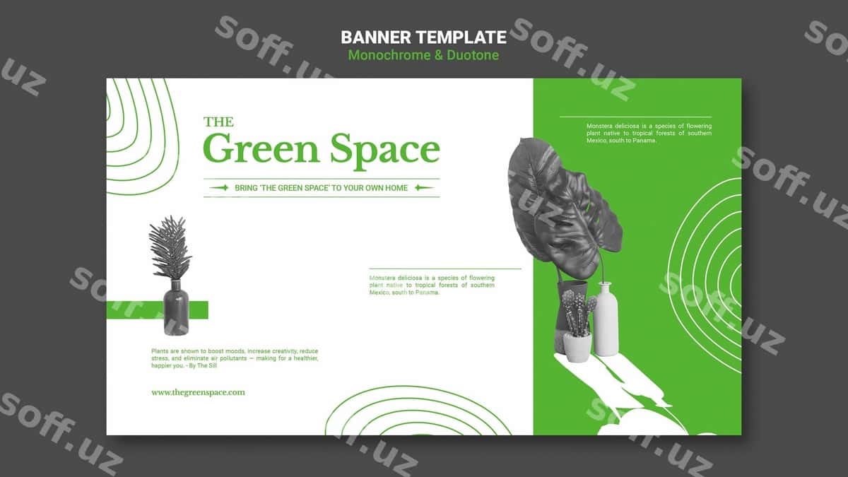 Yashil fonsiyon banner shabloni | Green space banner template 1