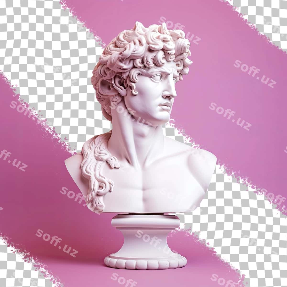Gips Apollon bosh shaffof orqa fonda | Gypsum apollo head transparent background 1